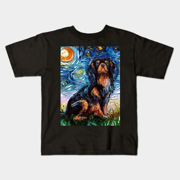 Cavalier King Charles Spaniel Night Kids T-Shirt by sagittariusgallery